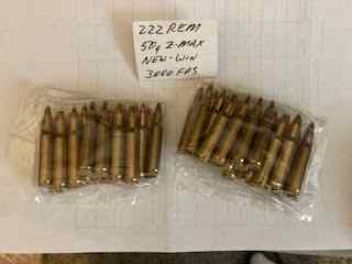 Ammo .222 Rem , 50gr Z-max Win , 25 rds 1 bag left