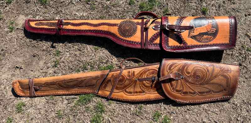 Leather rifle cases. Hand made and etched. 