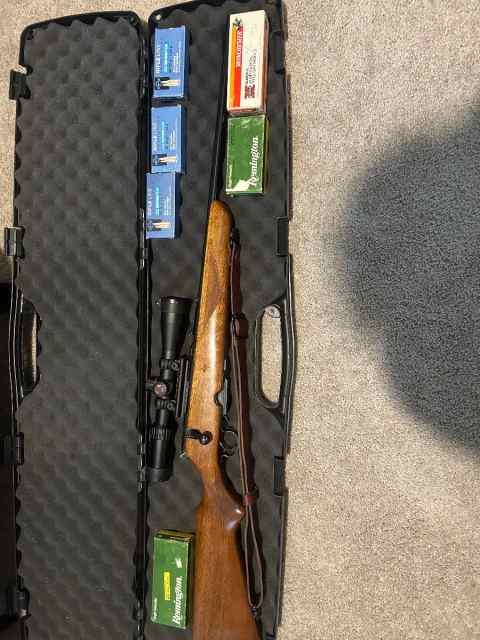 Savage 340B with ammo and case