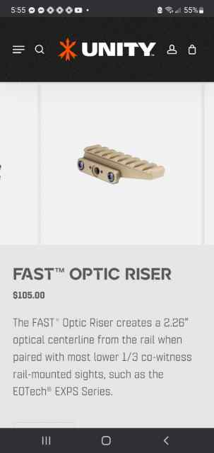 BRAND NEW UNITY FAST OPTIC RISER MOUNT ( EOTECH )