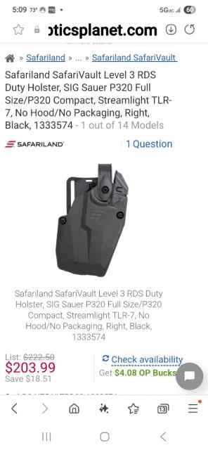 Safariland level 3 holster for sig 320,M17/18